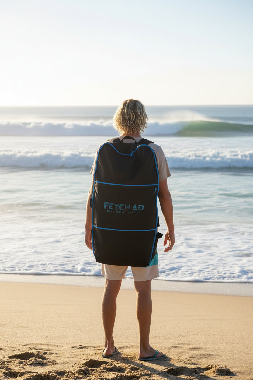 Housse de transport pour 2 bodyboards Fetch 50 avec bretelles sac à dos, polyester haute résistance, grande poche accessoires, facile à nettoyer