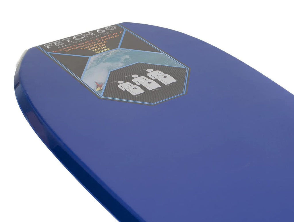 Bodyboard adulte et adolescent Fetch 50, planche de surf haute performance avec stringer et leash spiralé, bleu marine