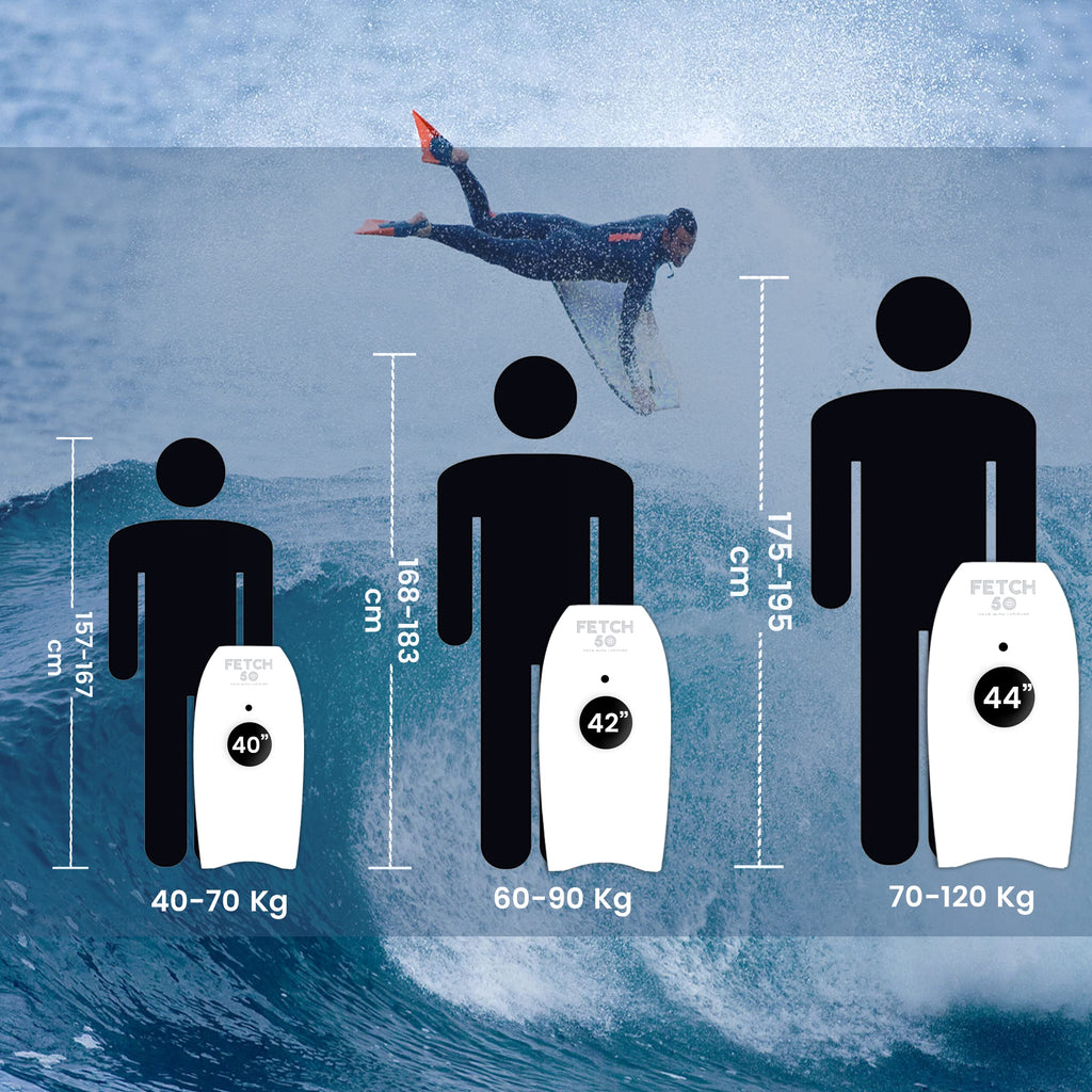 Bodyboard adulte et adolescent Fetch 50, planche de surf haute performance avec stringer et leash spiralé, bleu marine