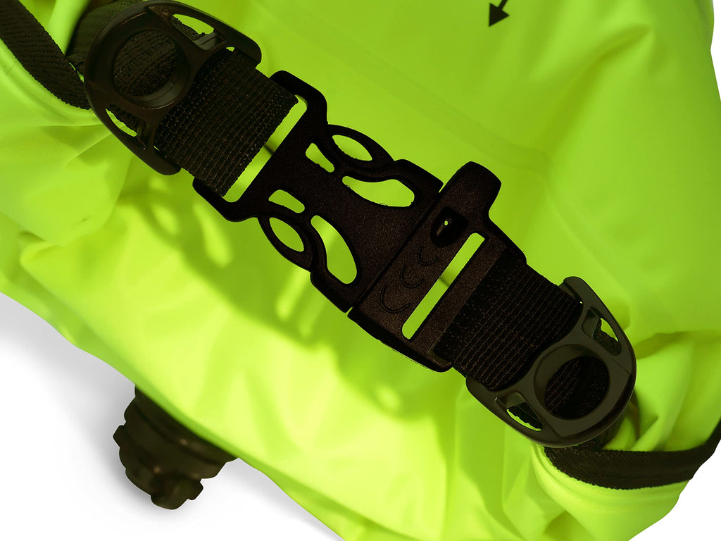 Fetch 50 Bouée de Natation Flottante | Sac Étanche Double Chambre avec Poignées, Pochette Nutrition et Sifflet | Bouée de Natation Jaune Vif